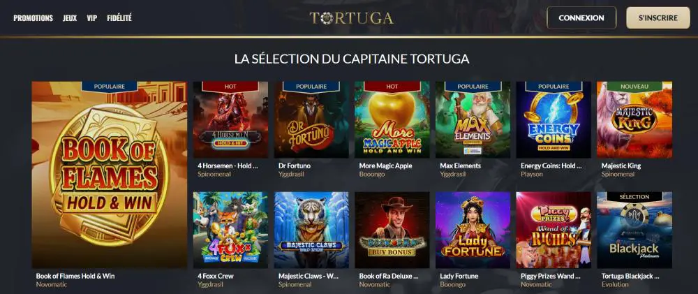 Tortuga casino jeux